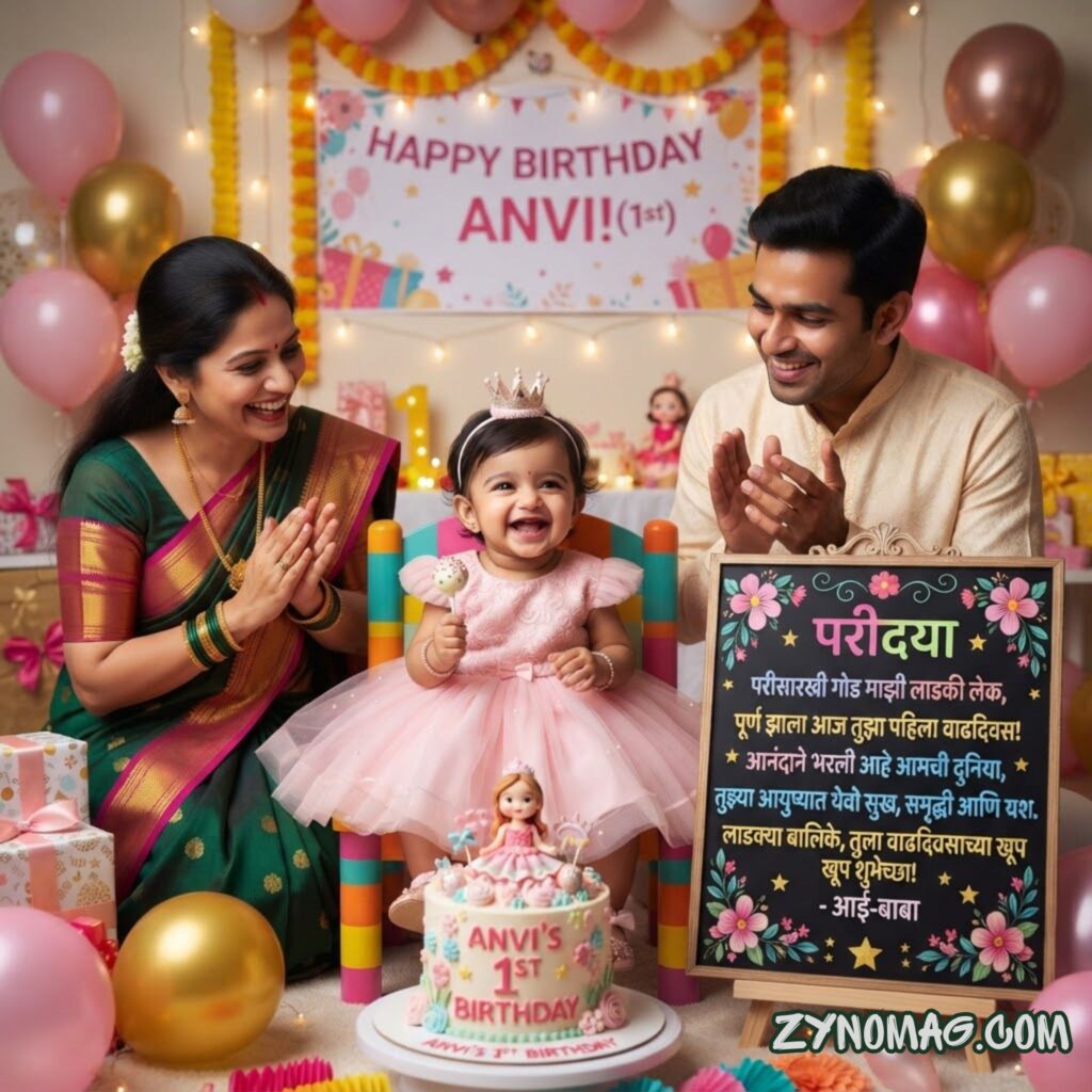 1st Birthday Wishes in Marathi for Baby Girl