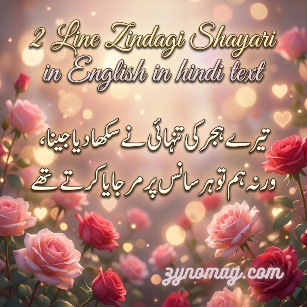 2 Line Zindagi Shayari in English in hindi text