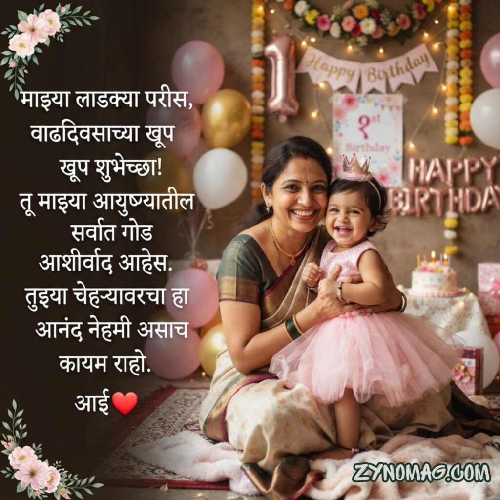 Birthday Wishes for Baby Girl in Marathi from Mom