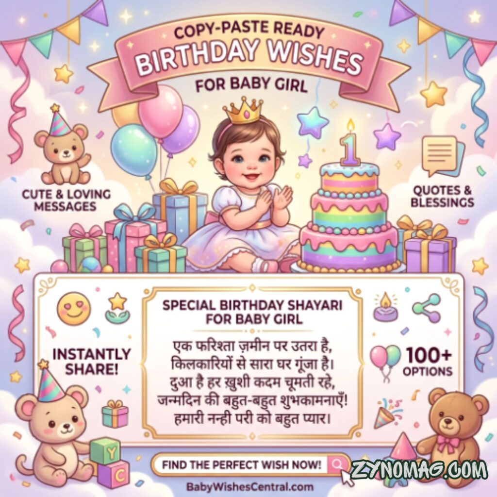 Copy-Paste Ready Birthday Wishes for Baby Girl