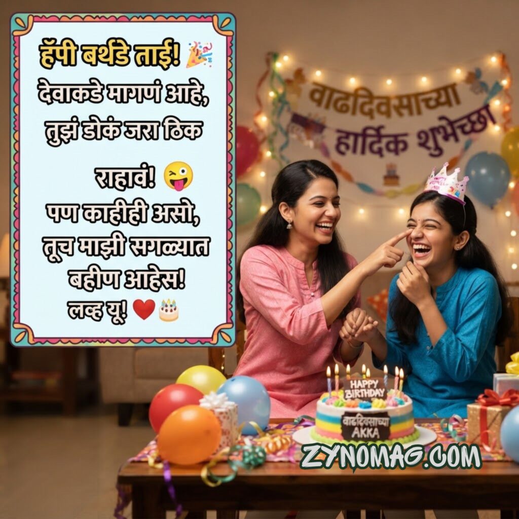 Funny Birthday Wishes For Sister In Marathi