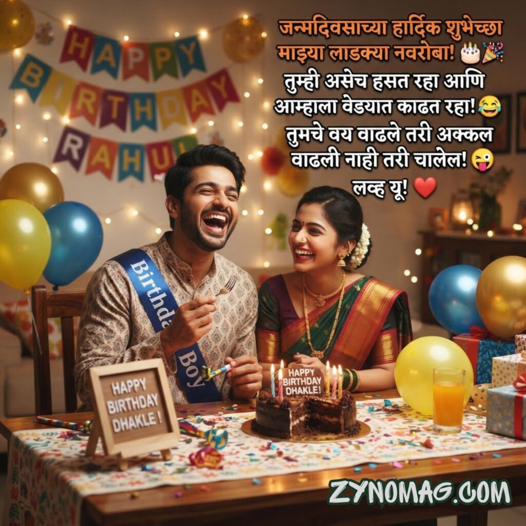Funny Birthday Wishes for Husband in Marathi Text