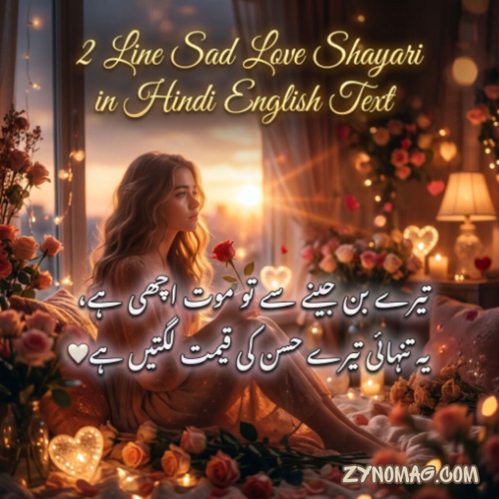 2 Line Sad Love Shayari in Hindi English Text