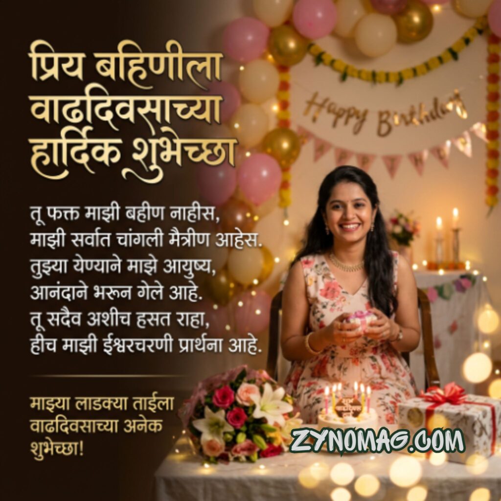 Heart Touching Birthday Wishes for Sister in Marathi