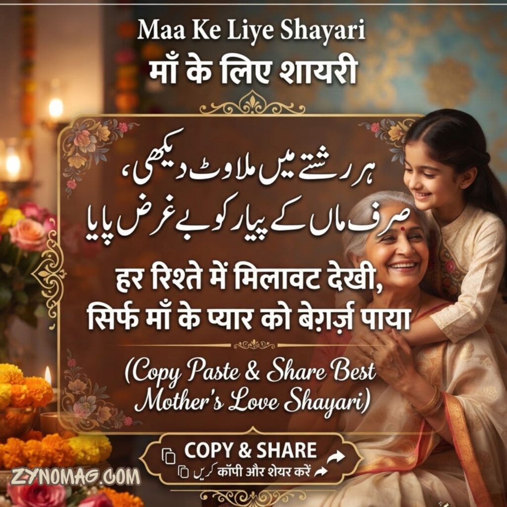 Maa Ke Liye Shayari 2 Line Copy Paste
