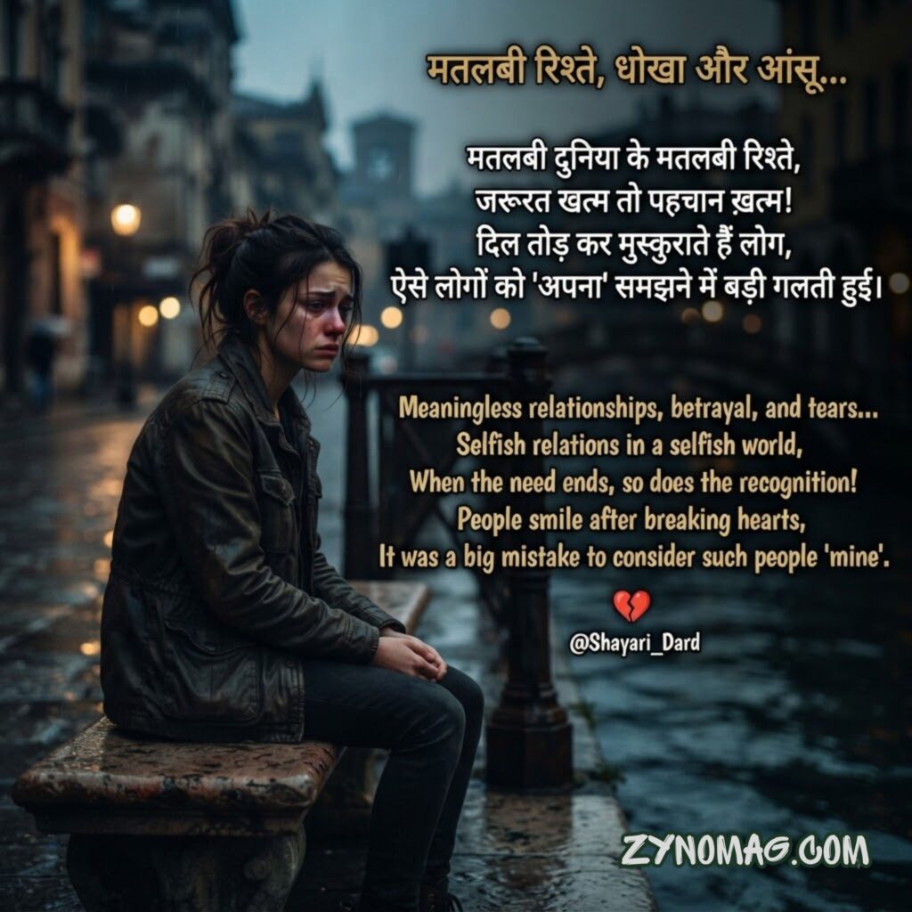 Matlabi Rishte Dhoka Shayari in Hindi English