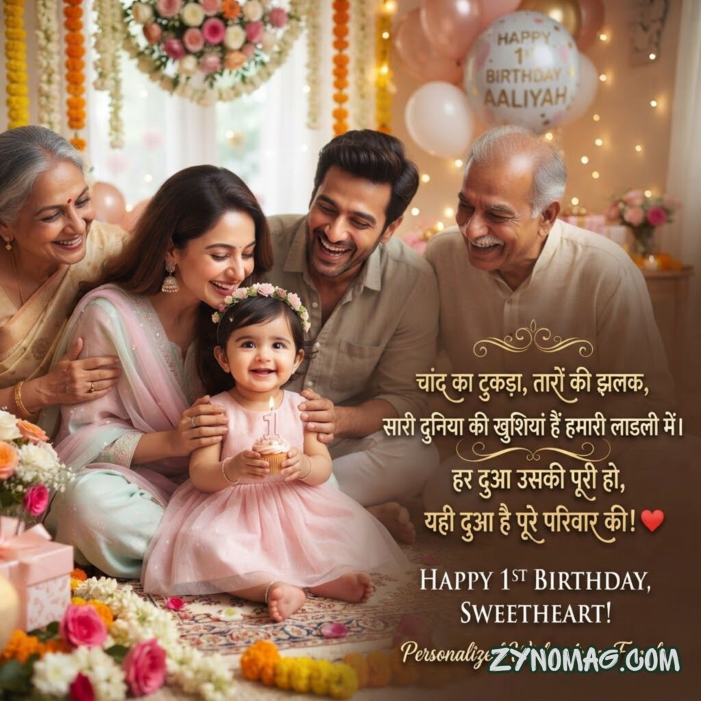 Personalized Birthday Wishes for Baby Girl from Family Members