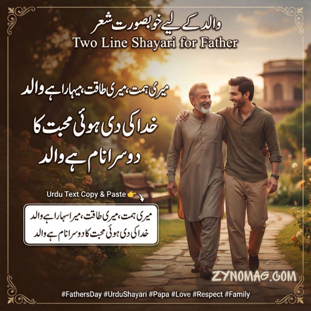 Two Line Shayari for Father in Urdu Text Copy and Paste