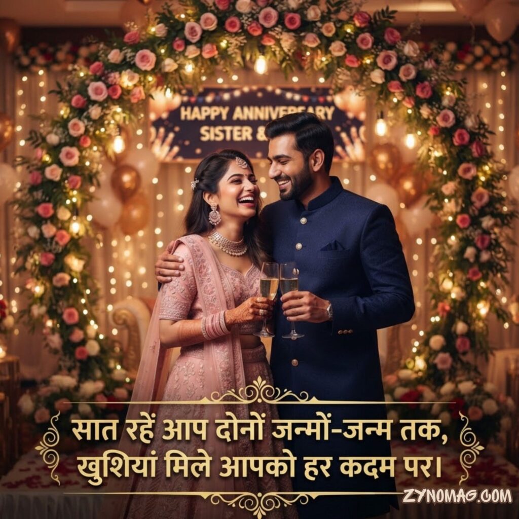 Wedding Anniversary wishes for sister and Jiju 2 line