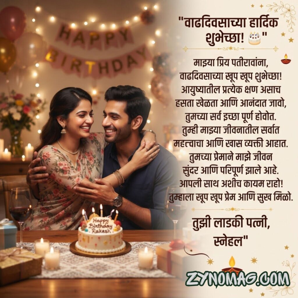 Wife to Husband Birthday Wishes in Marathi