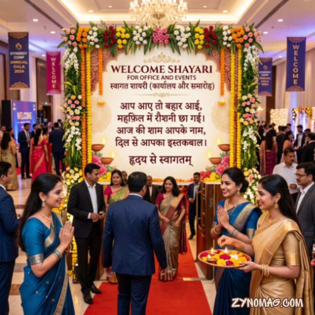 Welcome Shayari for Office and Events (ऑफिस या इवेंट के लिए वेलकम शायरी)