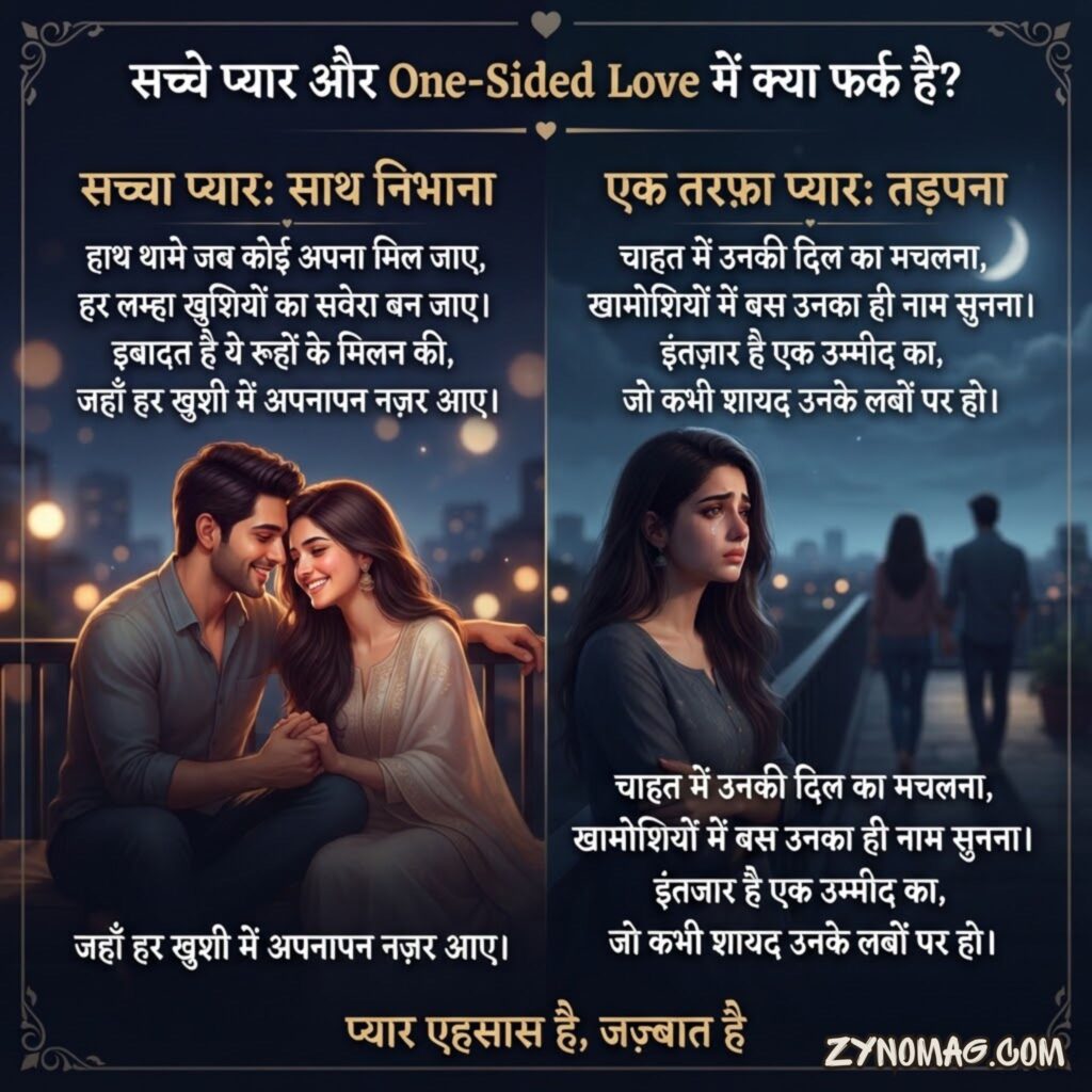 सच्चे प्यार और one sided love shayari में क्या फर्क है