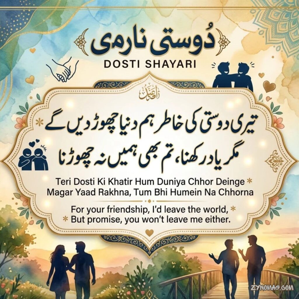 Dosti Shayari 2 Line Urdu Text Copy and Paste