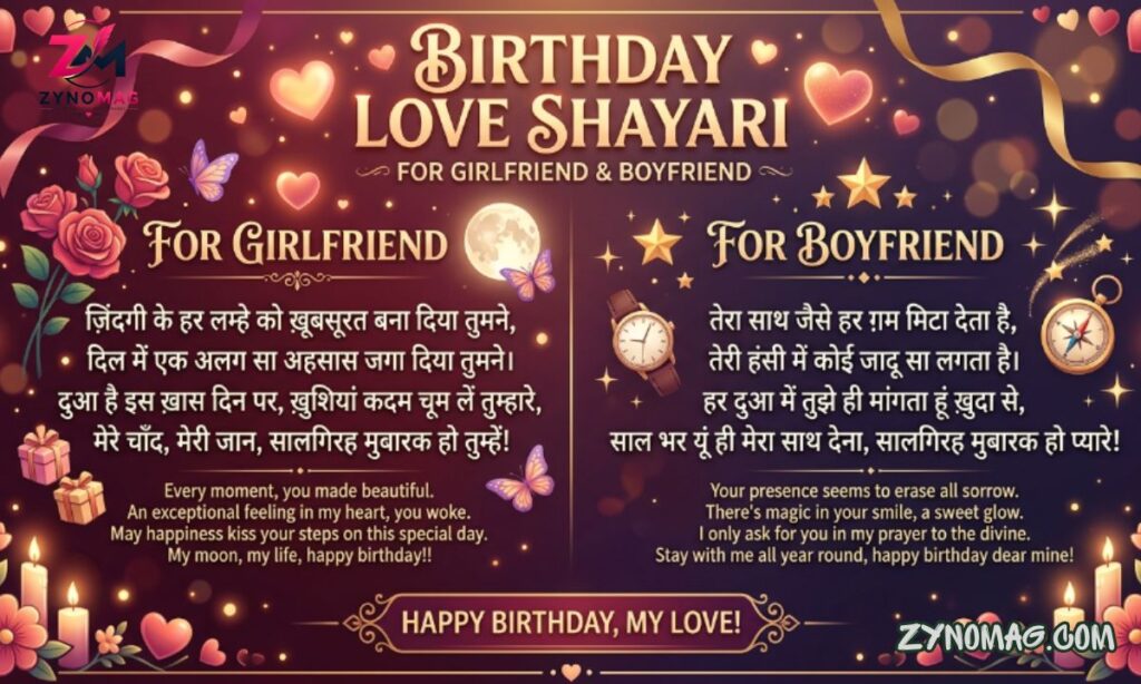 160+ Birthday Love Shayari for Girlfriend & Boyfriend: Romantic Wishes (2026)
